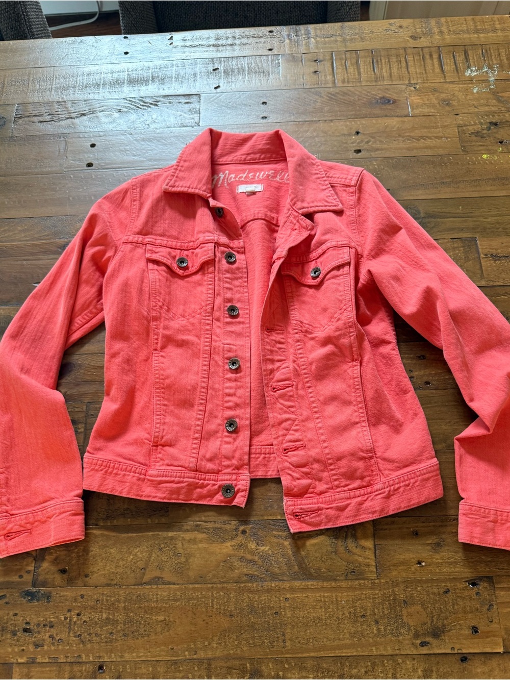 Madewell Coral Pink Denim Jacket xs like new